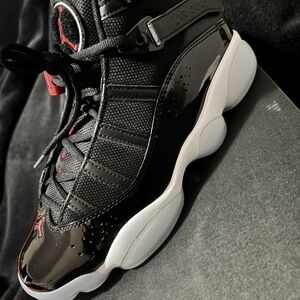 Jordan 6 Rings Black and Red Sneakers